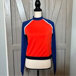 NEW! New Balance for JCrew! Open back long sleeve shirt- Orange and Blue